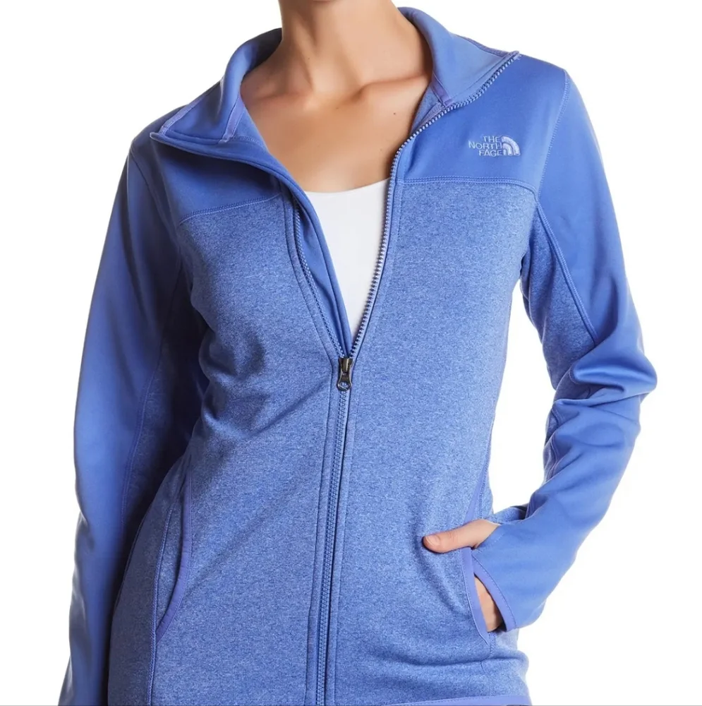 North Face Jacket Womens Small Blue Full Zip Track Fleece Long Sleeve Thumbholes - Picture 8 of 8
